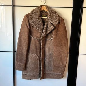 Vintage Men’s Leather/Sherpa Marlboro Style Western Jacket - Size Large